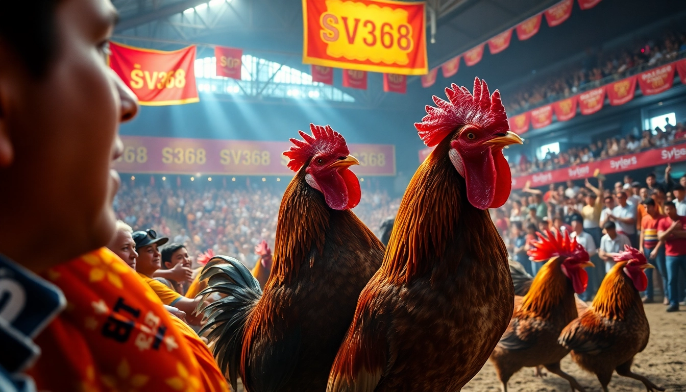Live cockfighting event at SV368, showcasing thrilling matches and enthusiastic fans on sv368win.live.
