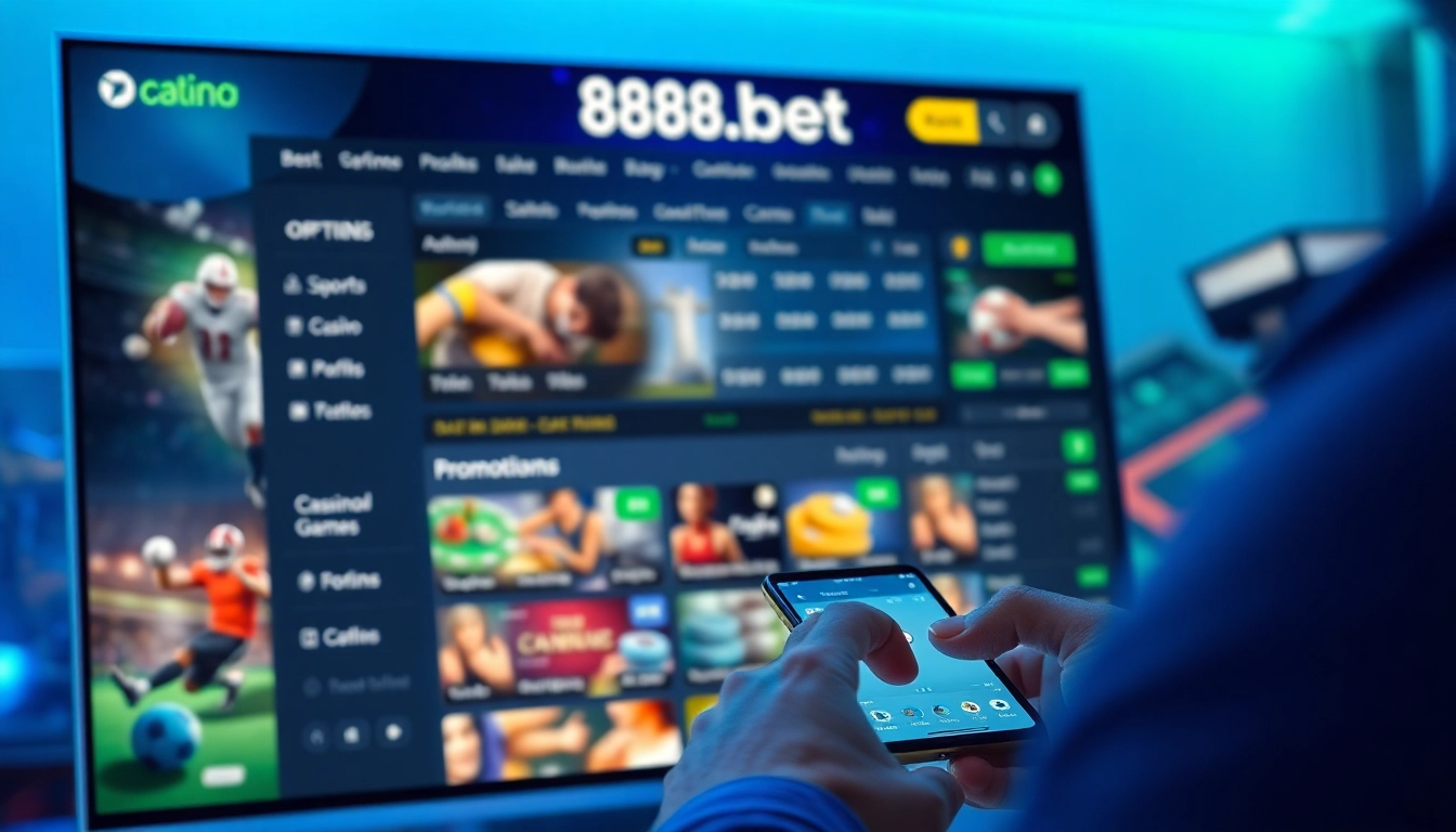 Engaging interface of the betting platform 888b.bet showcasing sports and casino options.