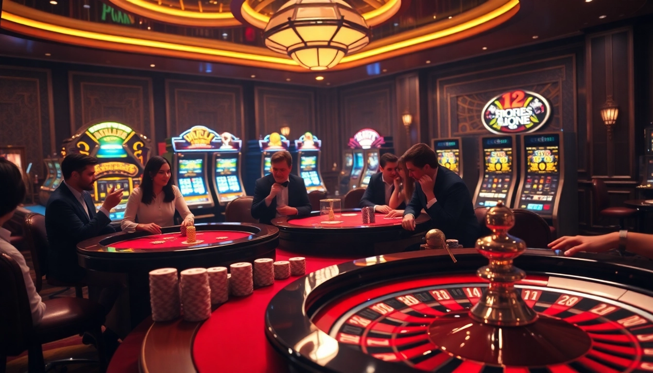 Excited players engaging with kết quả các trận bóng đá in a luxurious casino setting.