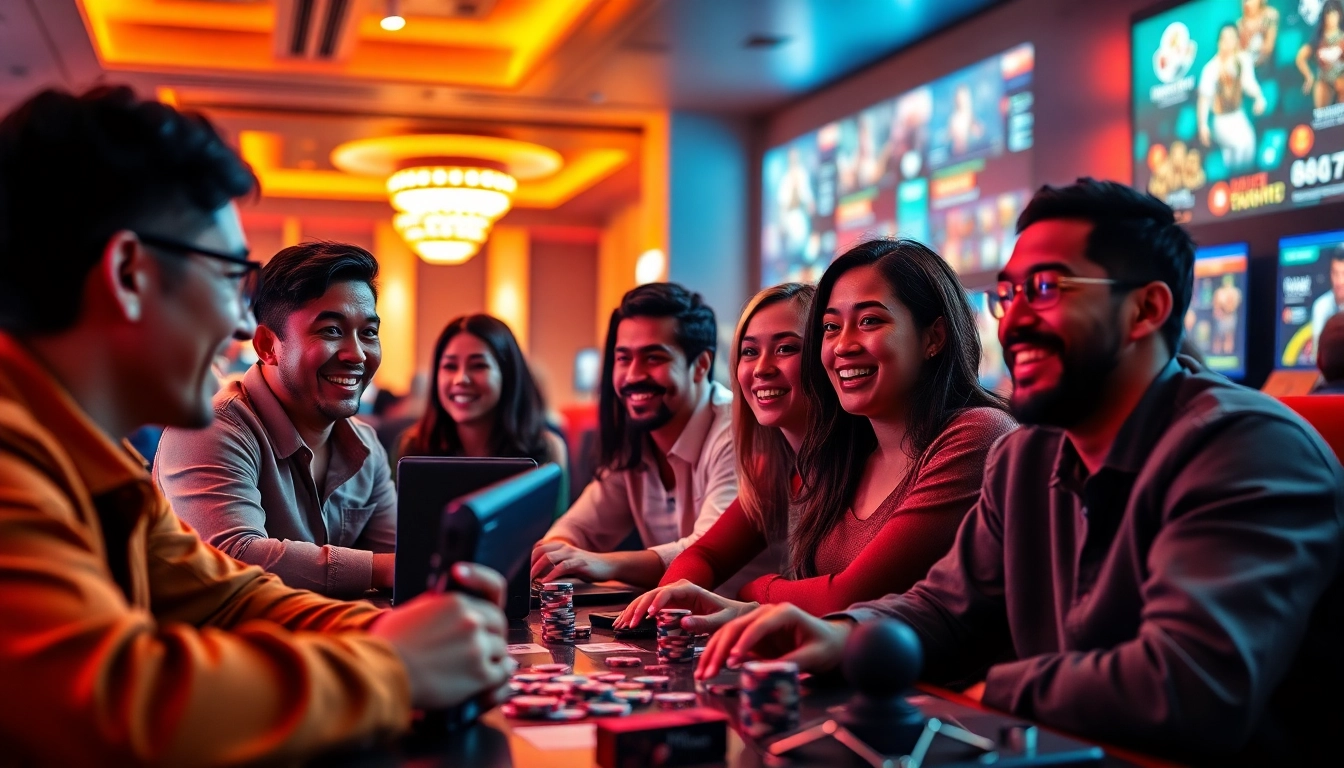 Engaging online gaming scene showcasing the thrilling experience at good88.hu.net with diverse players enjoying a modern casino atmosphere.