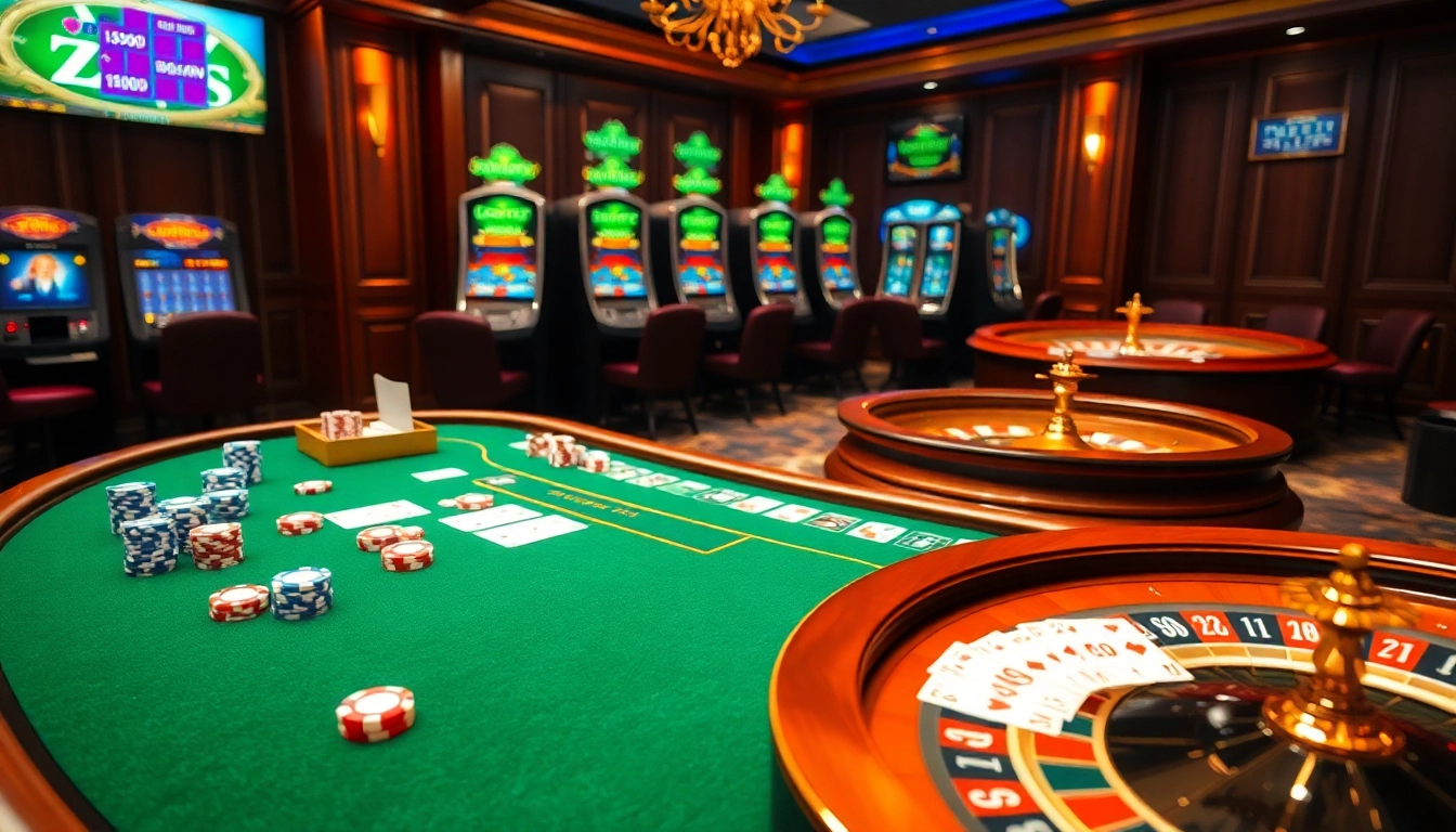 Experience the thrill of betting at z8kbet.com with an exciting casino scene featuring poker chips and cards.
