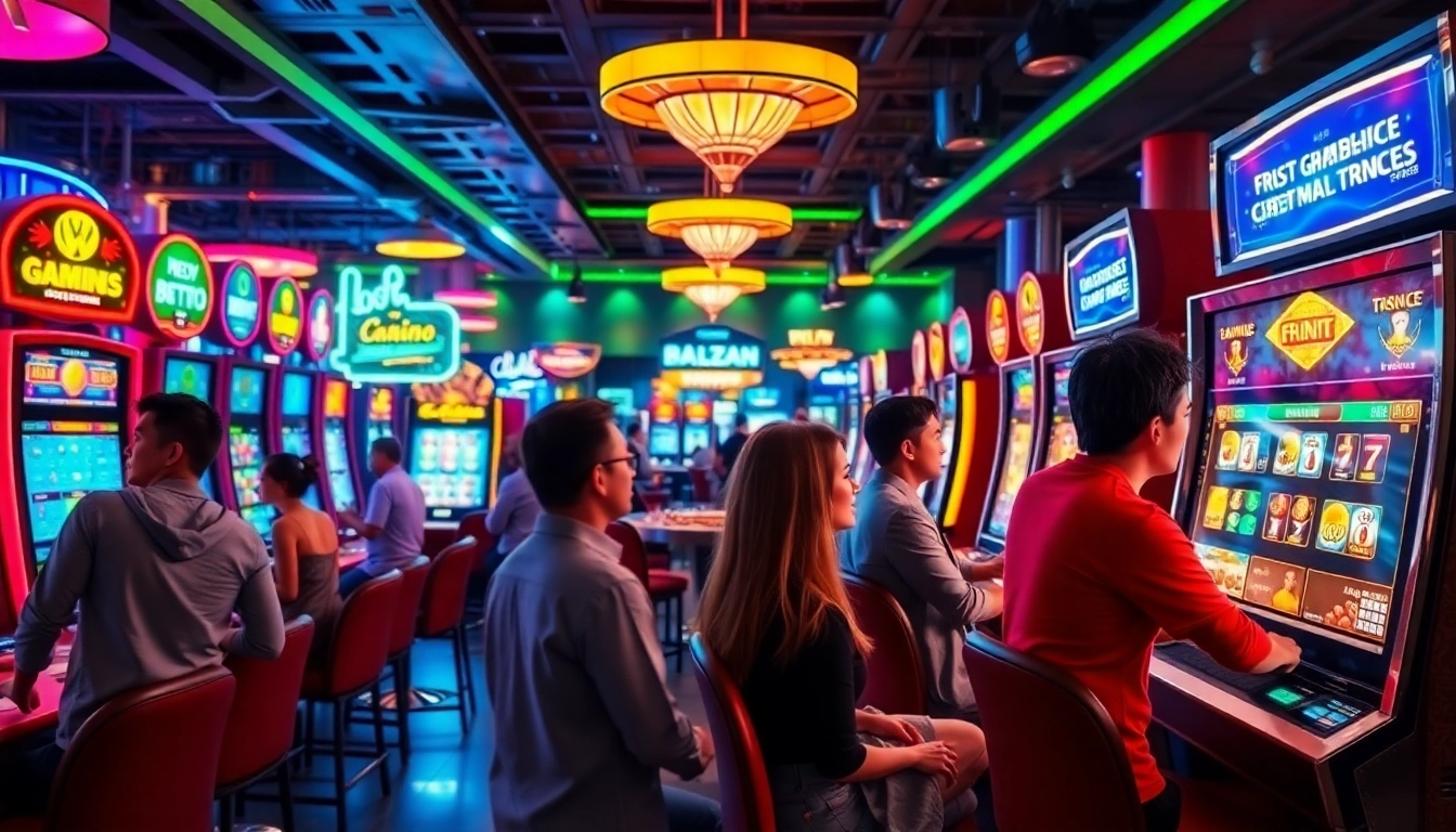 Experience the excitement of online gaming at 123b.faith, showcasing vibrant casino elements and diverse players.
