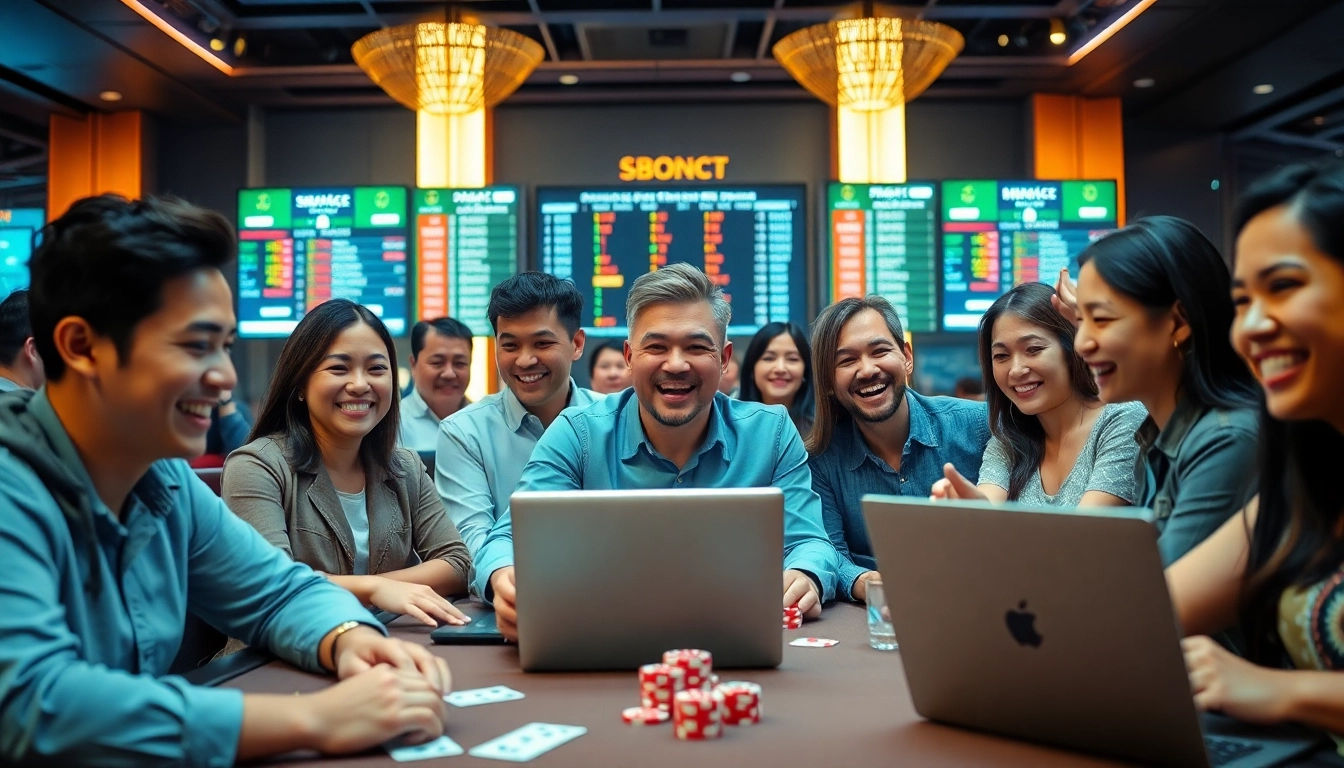 Dynamic online poker scene at sbobet.dance with diverse players engaging in thrilling betting.