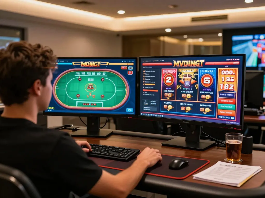 Engaging online gaming session on https://xx88.center/, person enjoying live dealer poker and slots.