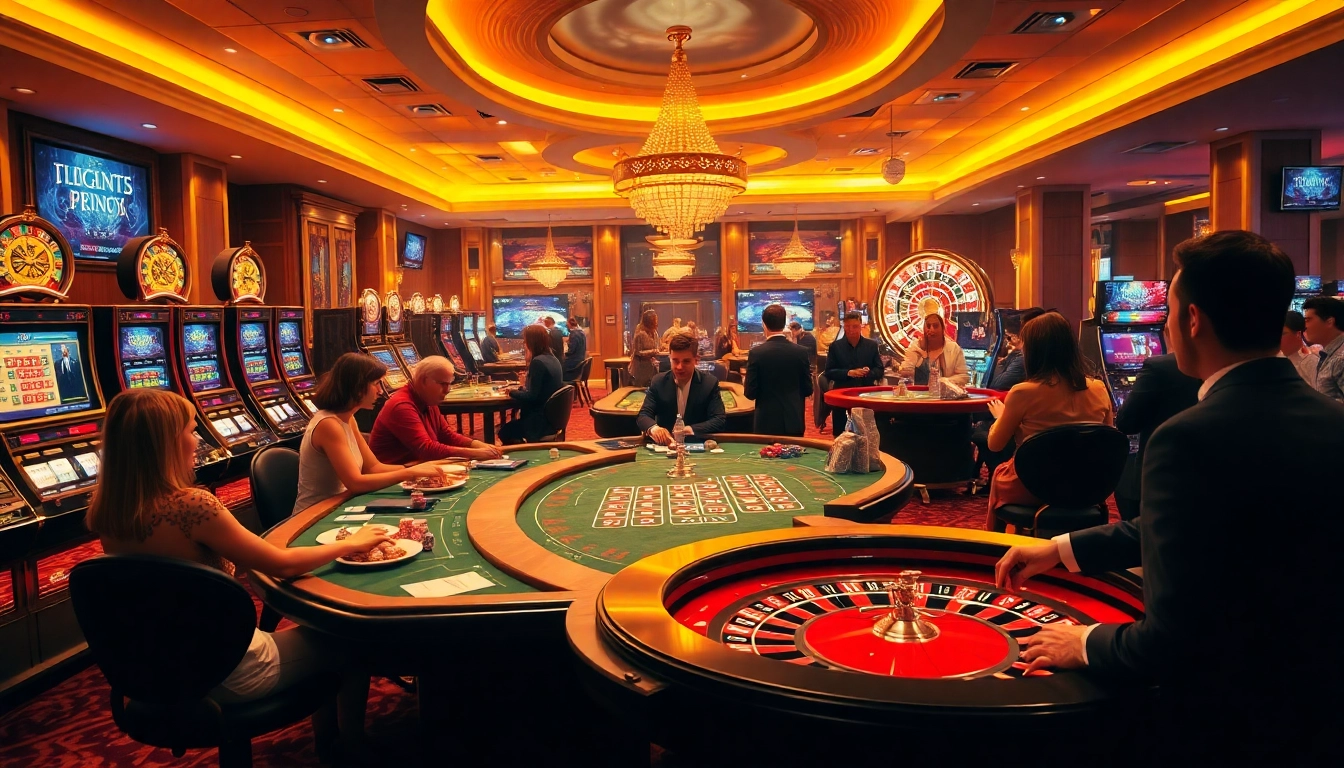 Betting action at a luxurious casino featuring emmacleans.co.com, vibrant roulette, and high-stakes poker tables.