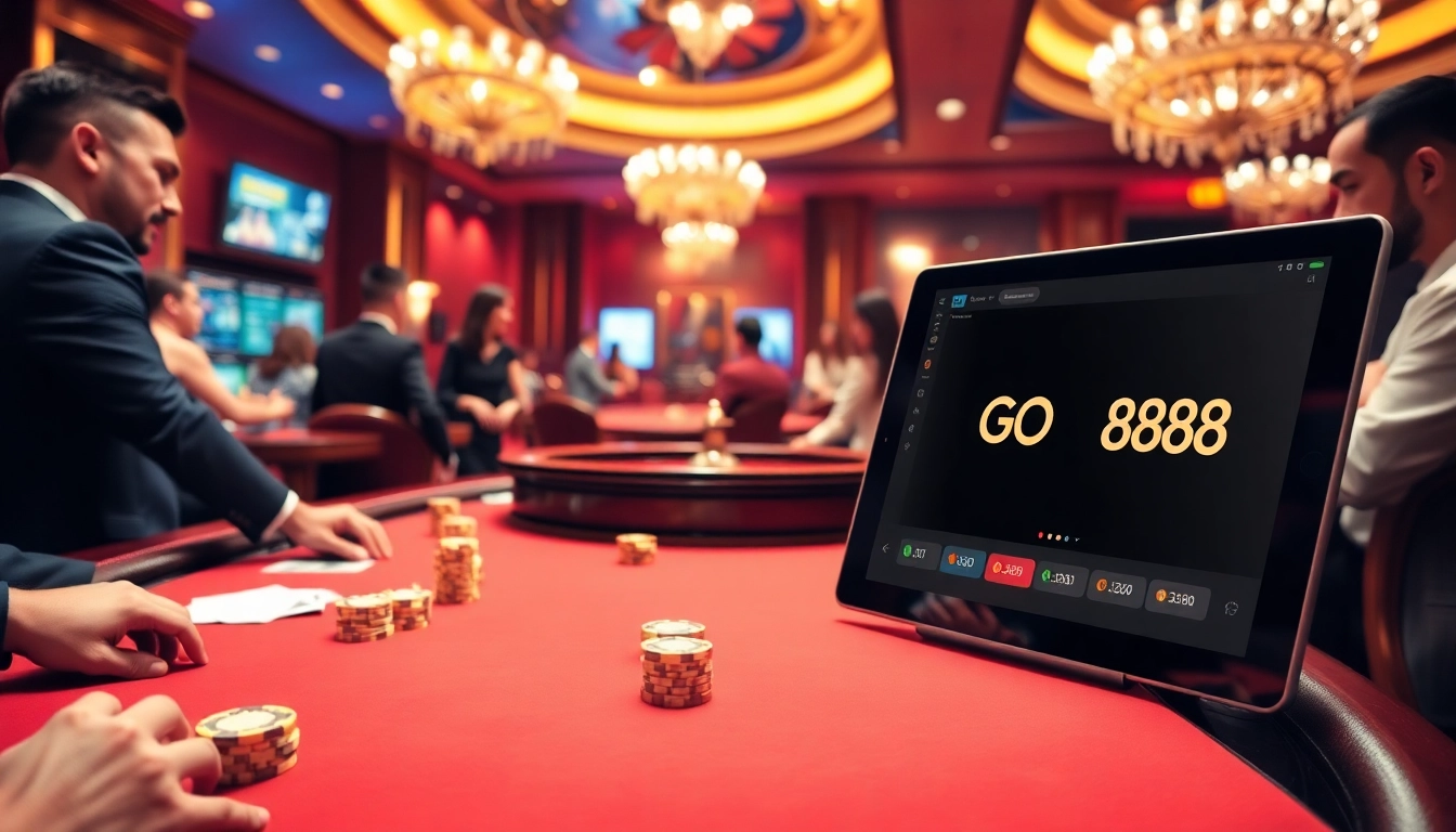 Experience thrilling gameplay at GO88 casino with vibrant poker chips and digital interfaces.