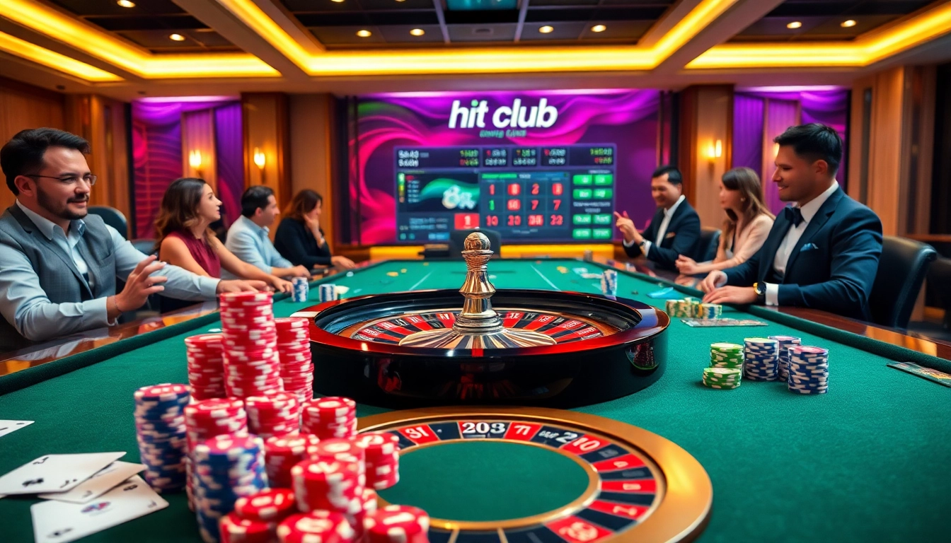 Experience thrilling gameplay at the hit club casino, featuring vibrant poker tables and lively players.